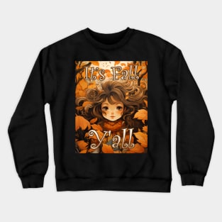 Cute It's Fall Ya'll Autumn Leaves Fun Font Orange Brown for Her Crewneck Sweatshirt